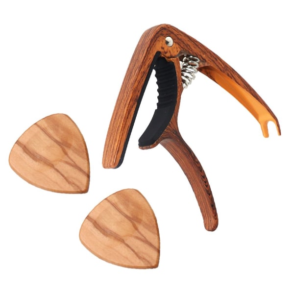 Akustisk Klassisk Gitarr Folkstämningsklämma och Plektrum Olivträ