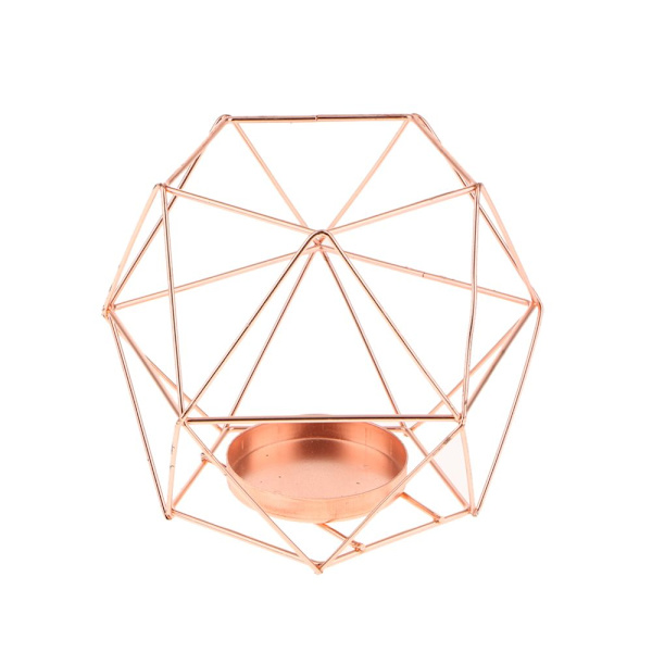 Ljusstake Geometrisk Ljusstake 3D Geometrisk Ljusstake Bröllop Roséguld