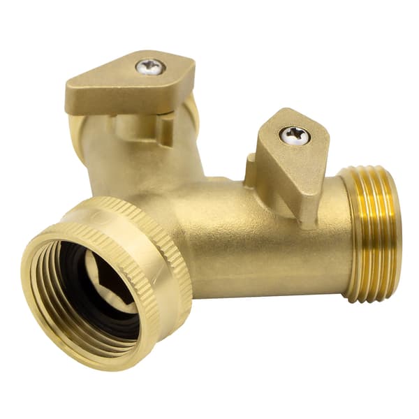 [RM]2-way Y-distributor 10964, 3/4\" male thread, brass, with shut-off valves