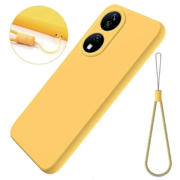 [RM] Stöttåligt mobilskal i flytande silikon med enfärgad design Yellow For Honor 90 Smart