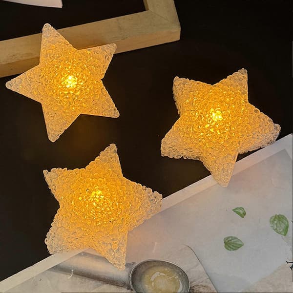 [RM]Håndholdt LED-lys Stjerneformet Natlys Blød Varm Glød Danseprop til Børnefestforestilling White 6pcs