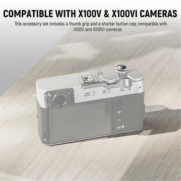 Ergonomisk Tommelfingergreb og Udløserknapdæksel til Fujifilm X100V/X100VI - Sort