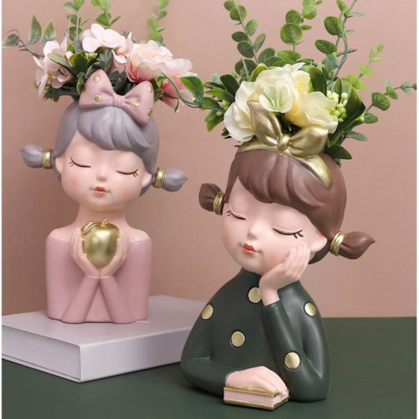 Harts Flicka Porträtt Blomkruka Suckulent Blomkruka Planteringskärl Vas Kruka Stil 2