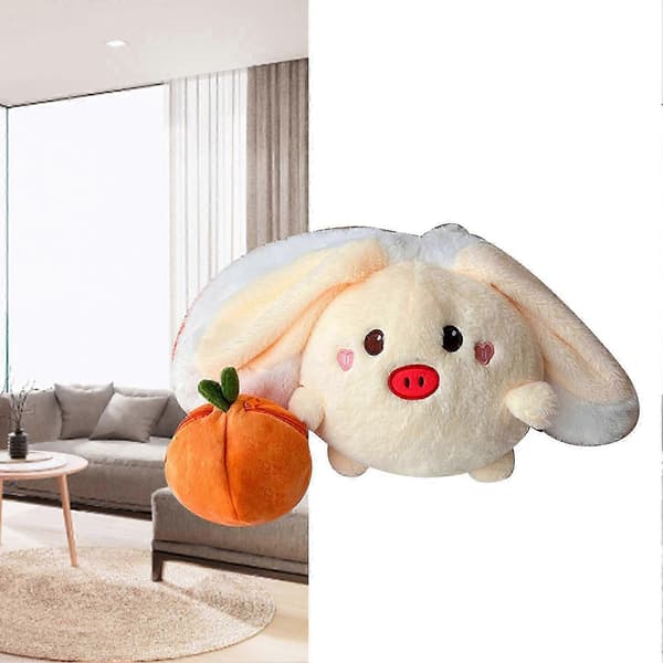 [RM]Sød blød vendbar persimmon plyslegetøj pude gris S 18cm