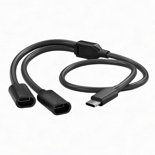 Utendørs solcellepanelkamera USB C-splitter ladekabel for sikkerhetssystemer Værbestandig PVC-konstruksjon 480 Mbps data Black