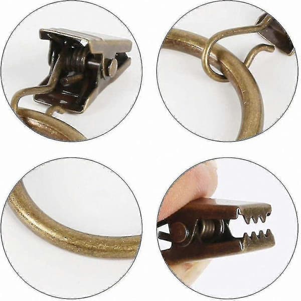 [RM] 32 mm gardinringar i bronsmetall med klämmor (40-pack)