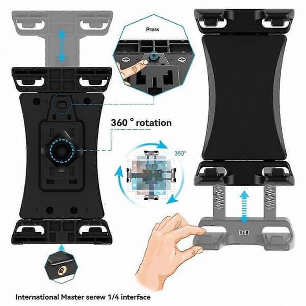 Universell nettbretttelefon stativfeste 360 roterende stativholderklips