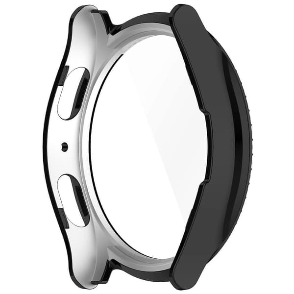 PC-klockfodral med strassdekor och integrerat härdat glas för Samsung Galaxy Watch7 40mm Electroplating Black