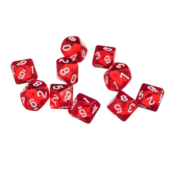 10 Röda Tiosidiga T10 Tärningar Med Tärningskopp För D&D Trpg Spel Del Leksak