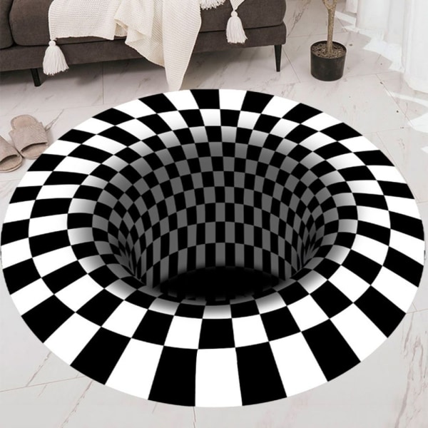 3D-tryckt Rutig Illusion Vortex Matta Golvmatta För Vardagsrumsdekor 60cm