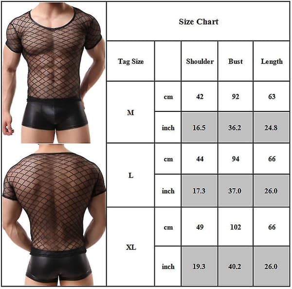 Herre Mesh Gennemsigtig Kortærmet T-shirt Toppe L