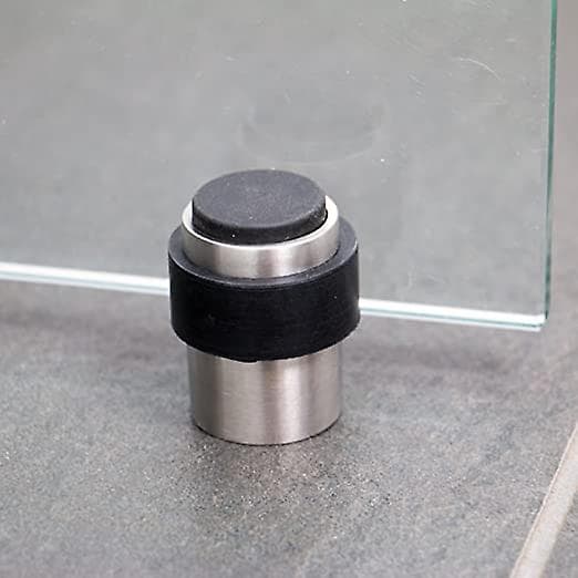 Dørstopper i rustfrit stål - Gummi-vægdørstopper med monteringsmateriale til væg og gulv - Væg- og gulvdørstopper - Dørstopper Ø 3,5 cm