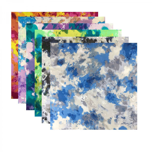 Tie-dye-tryckt tyg bomullstyg sömnad patchwork DIY hantverk 48x48cm