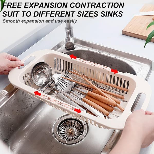 [RM]Handle Kitchen Sink Strainer Drain Basket - Set of 2, Foldable Strainer Basket for Fruit, Vegetables and Cutlery Strainers (White and Grey)