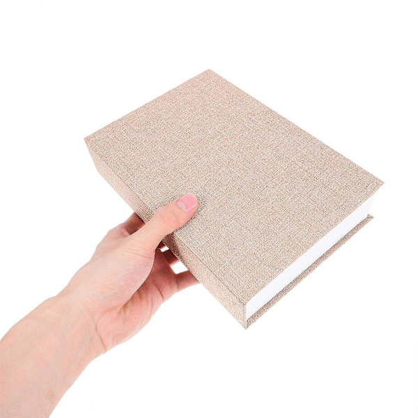 [RM]Faux Book Box Decorative Book Boxes Linen Material Storage Solutions Beige Decoration 3pcs
