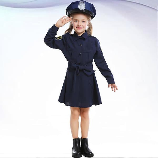Flickor Uniform Barn Rollspel Kjol för Halloween 1 Kostym Marinblå