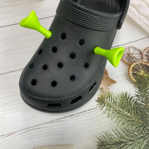 Shrek Öra Croc Träskor DIY Tillbehör 3D Blomma Skospänne Ljusgrön Liten 2 Delar[RM]