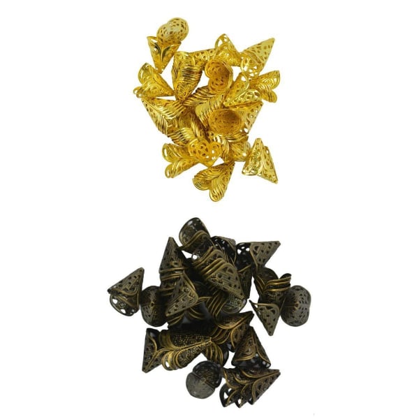 100 stycken 16 mm filigrankon blompärlor Cap för smyckestillverkning - guld + brons