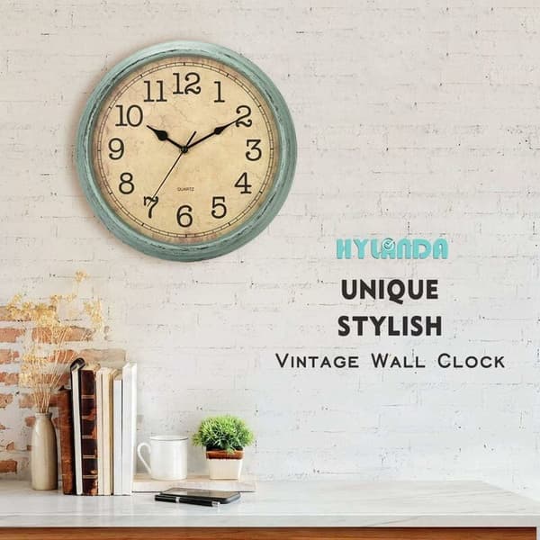 [RM]Vintage Quartz Wall Clock 30cm Silent Non-Ticking Large Numbers &