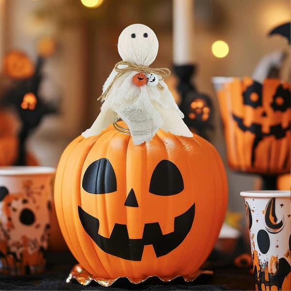 Halloween Spøgelsestrætop - 7 tommer stofspøgelse - til træpynt White