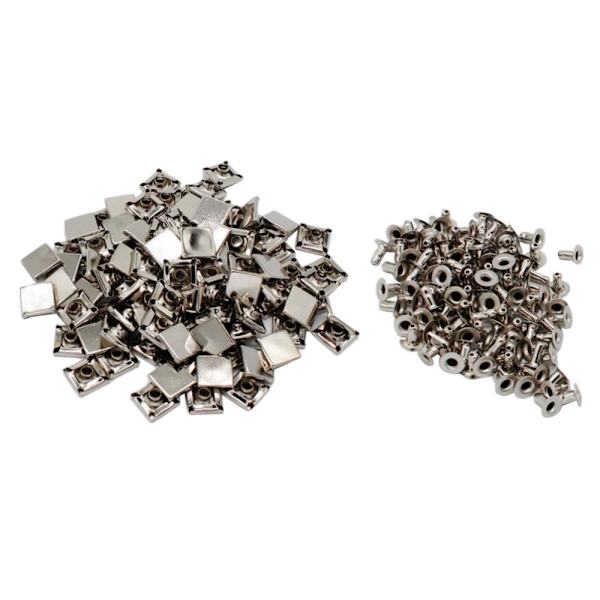 100 Set Fyrkantiga Snabbnitar för 7mm Läder DIY Tillbehör