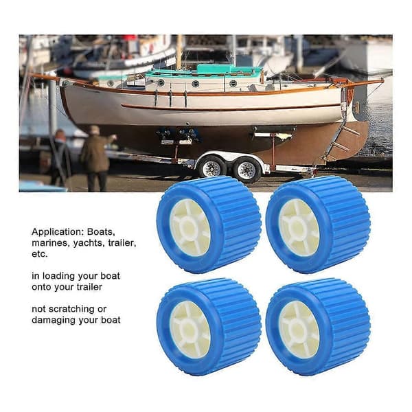 4PCS Båttrailer Ribbade Wobble Rollers, Trailer Roller Båramp Rollers Båtlyft Hjul Kit för B blue