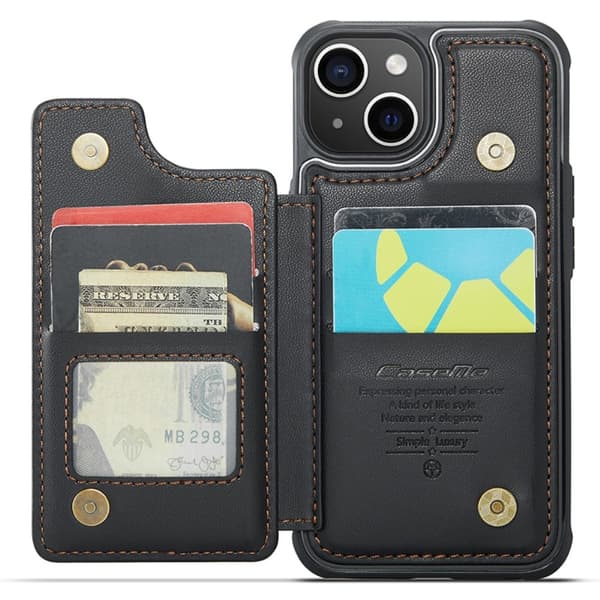 [RM]CASEME iPhone 15-deksel RFID-stativ Lommebok Svart 78
