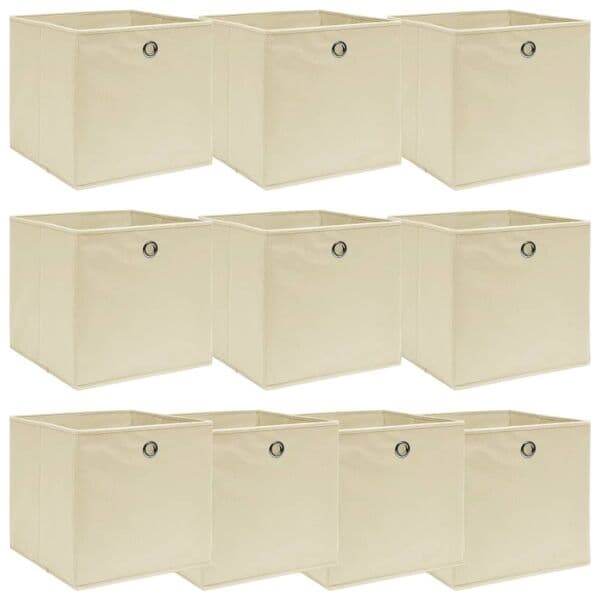 vidaXL Storage Boxes 10 pcs Cream 32x32x32 cm Fabric Creme 5650