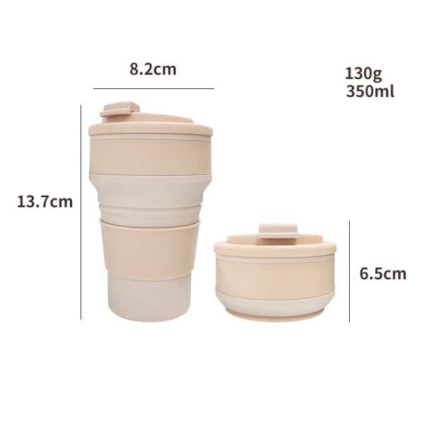 Sport Folding Cup Kaffe Foldable Silicon Bpa Free Collapsible Travel Silicone Cup Khaki 350ml