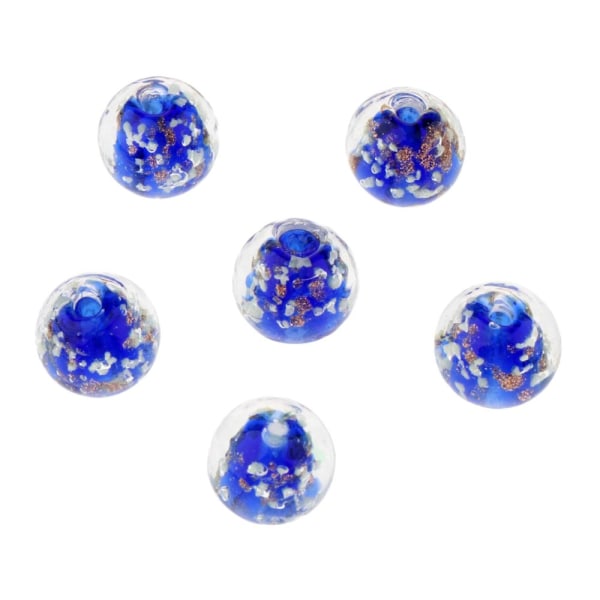 6st runda glaspärlor självlysande distanshållare lösa pärlor Smyckenstillverkning Royal Blue