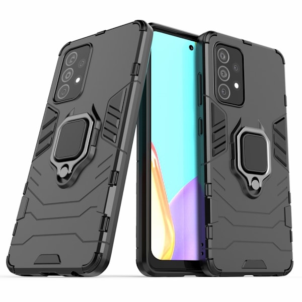 Yhteensopiva Samsung Galaxy A52 / A52s - Hybridirengaskuoressa - Musta Musta Black Svart