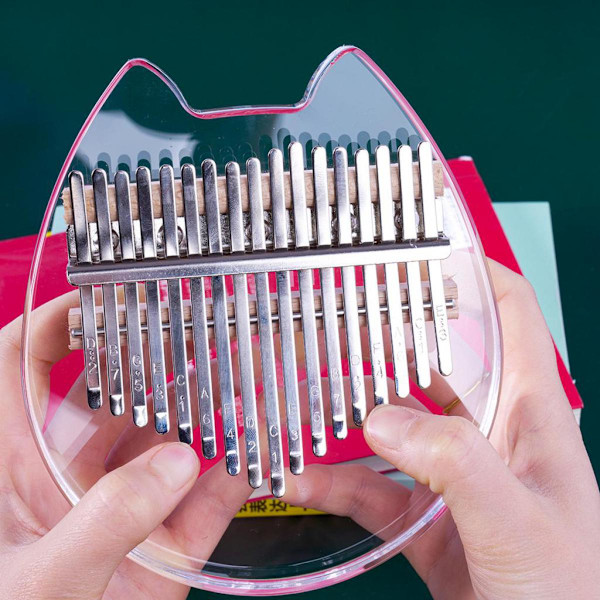 Kalimba 17 Tangenter Tum Piano Klar Akryl Mbira Med Hammare Stämmare Väska A