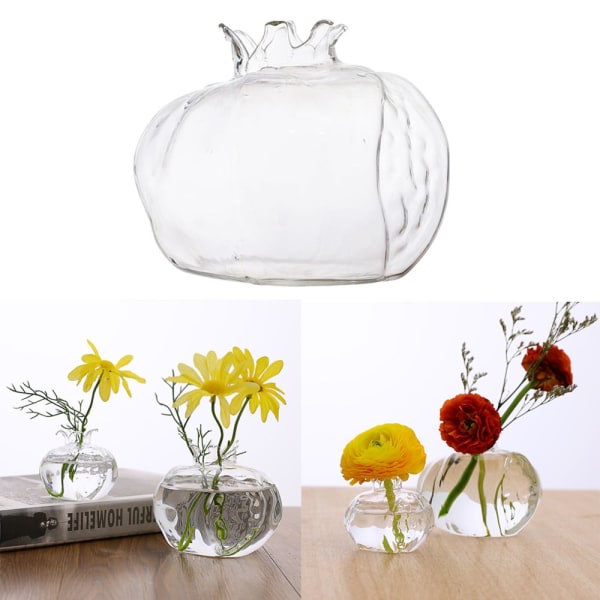 Mini Granatäpple Glasvas Handgjord Hydroponisk Blomkruka Blomsterhantverk L