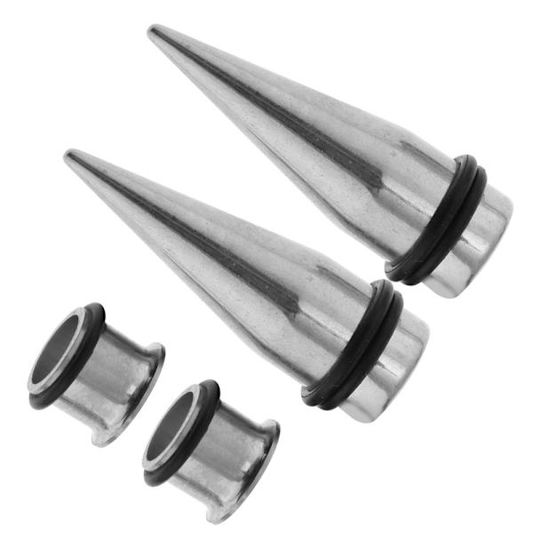 4 st örontunnlar rostfritt stål stretching kit flare plugg töjning 10mm