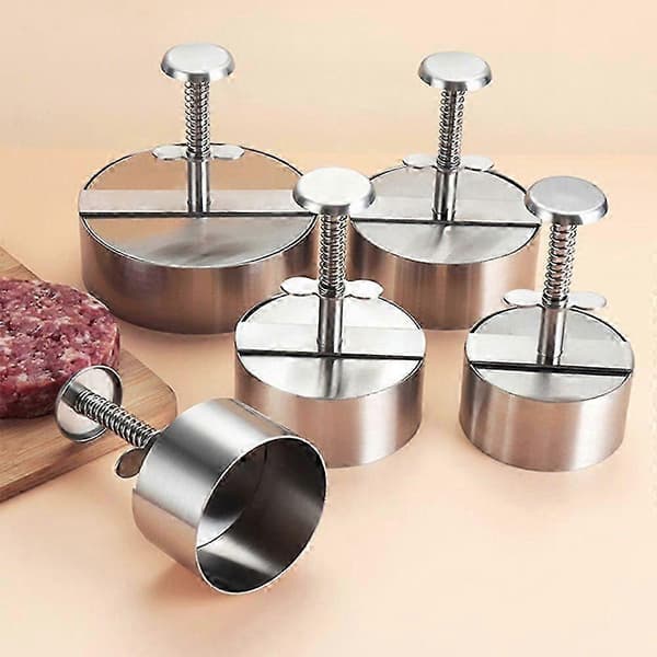 Burgerkødspresser i rustfrit stål, bøfpresser til perfekte bøffer, nem [MI] M