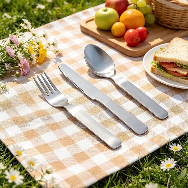 [RM]Rostfritt bestickset – 304 stål & tandad kniv – för vandring, cykling & pendling Sets