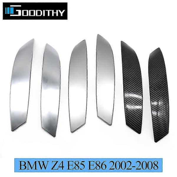 [RM]High Quality LHD RHD Left Right Hand Drive Carbon Fiber Inner Door Handle Cover Trim Replacement Compatible with B M W Z4 E85 E86-WELLNG Polished Silver L