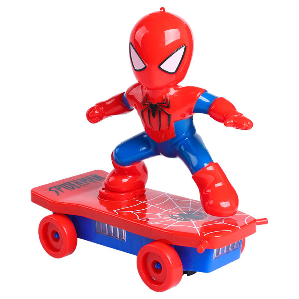 Spiderman elektrisk skateboard 360° rotationsmusik med lätta barnleksaker julklapp