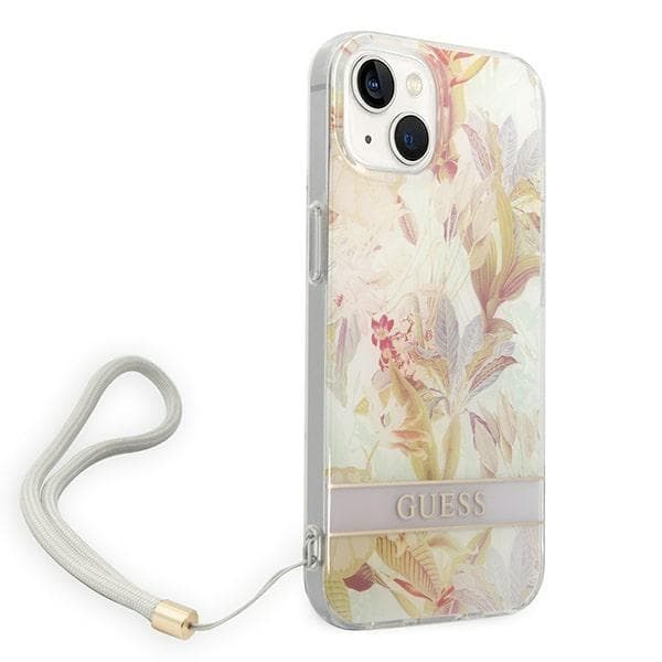 [RM]GUESS iPhone 14 Plus Cover Flower Strap - Lilla Lila 90
