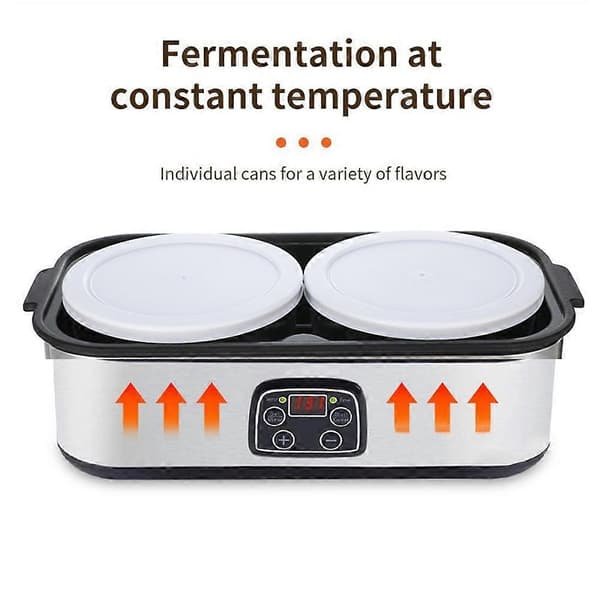 Yoghurtmaskin 2L Stor Kapacitet Automatisk Temperaturkontroll 0-48 Timmar Timer Digital Yoghurtmaskin EU