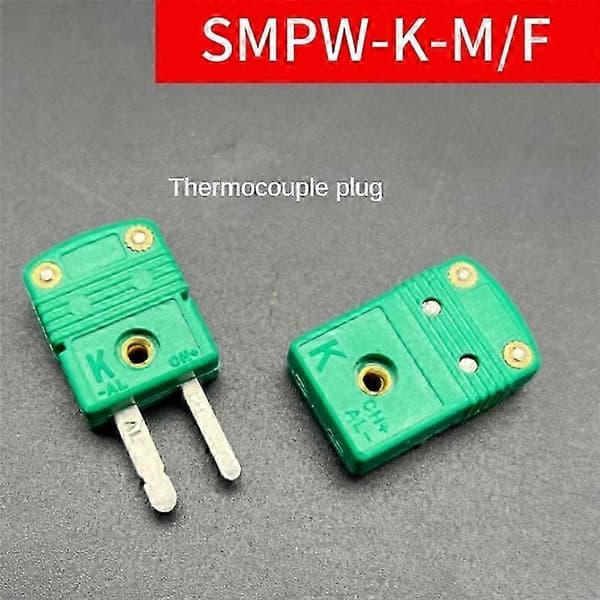 2-pak mini termoelement ledningsstik, han- og hunstikadapter, 200C (392F) til temperaturmålingsapplikationer Green