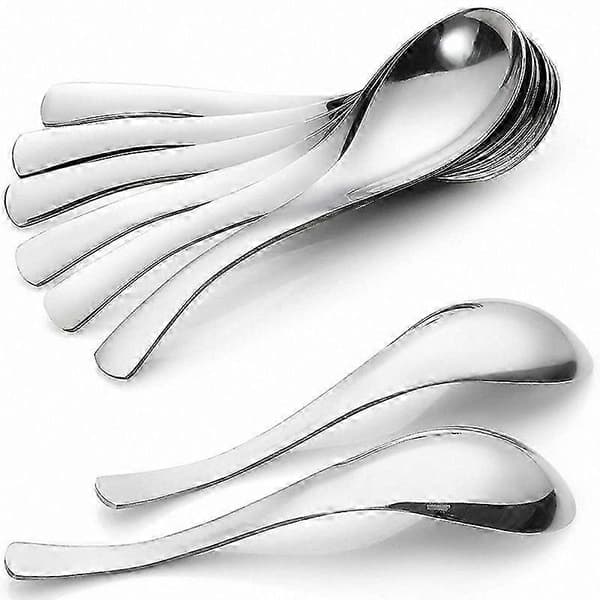 8-pak tunge suppeskeer i rustfrit stål, tykke vægtede spiseskeer Silver