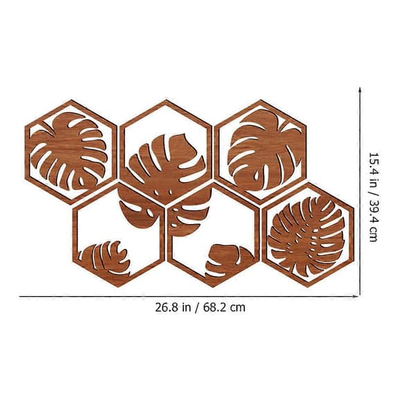 [RM]Trä Hexagon Löv Väggdekor för Dekoration 1Set Rustik Trä Väggkonst