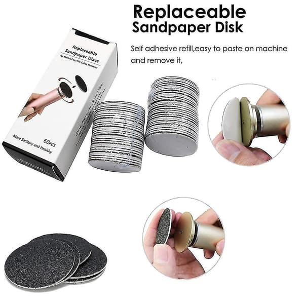 Electric Foot File (Adjustable Speed) with 60 Replacement Sandpaper Discs, Professional Electric Callus Remover Pedicure