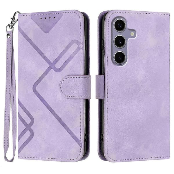 Til Samsung Galaxy S25 Etui Læder Telefoncover Geometri Mønster Light Purple