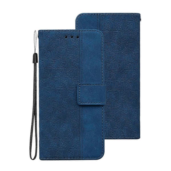 [RM]Motorola Moto G7 Play EU-versjon geometrisk preget skinndeksel Blue