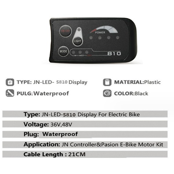 [RM]LED Display Plug 810 For Electric Bicycle Cycling, Waterproof
