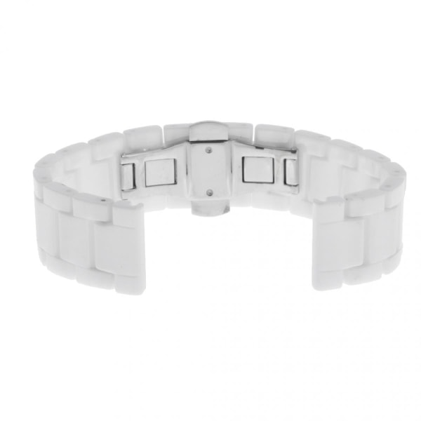 Keramiskt armband Smart Watch Armband Ersättning Vit stålspänne 20mm