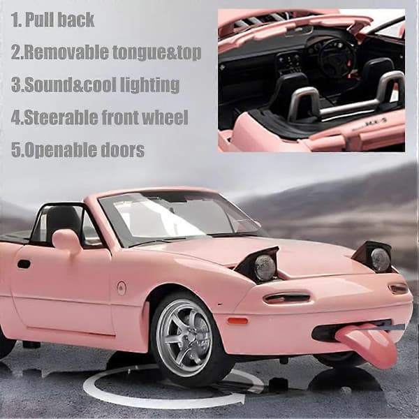 1/32 MX-5 Diecast Lekebilmodell med Lyd og Lys, Åpningsbare Dører, Miniatyr Samlebil for Barn Gutter