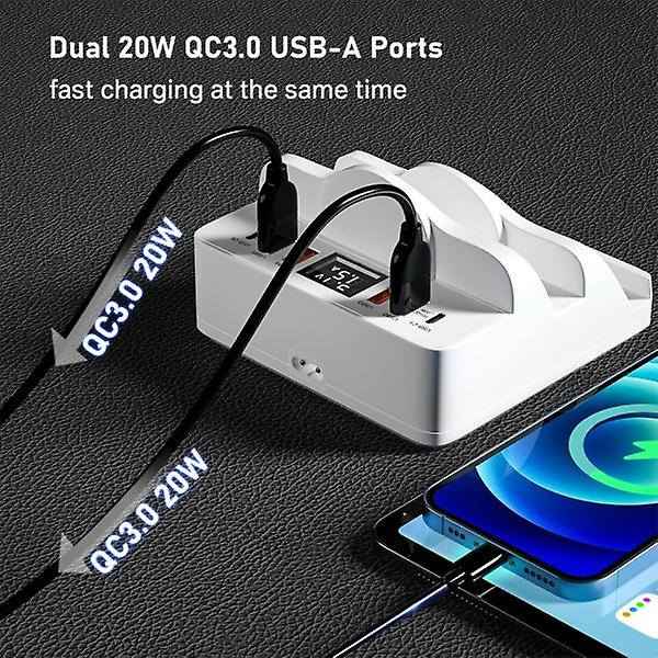 USB-laddare Laddstation Snabbladdning 3 Mutil USB C PD Snabbladdare White